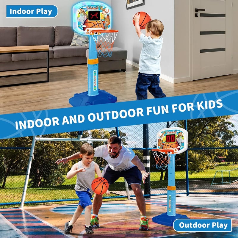 GMAOPHY Toddler Basketball Hoop Indoor for Age 1 2 3, Adjustable Kids Basketball Hoops with Light Sound, Mini Basketball Hoop with 3 Balls, Birthday Christmas Sport Toys Gift for Baby 12-18 Months - Image 4